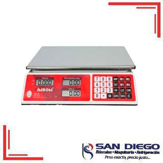 Báscula Digital Vinson 30 kilos/5 Gramos Gris/Rojo 4 Memorias/Bateria 200  horas